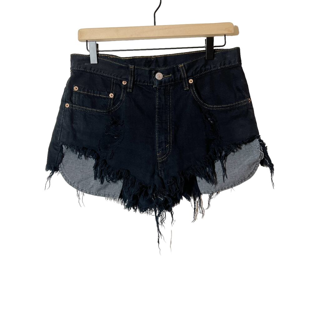 Vintage Levi's Distressed Dark Cut-Off Denim Shorts